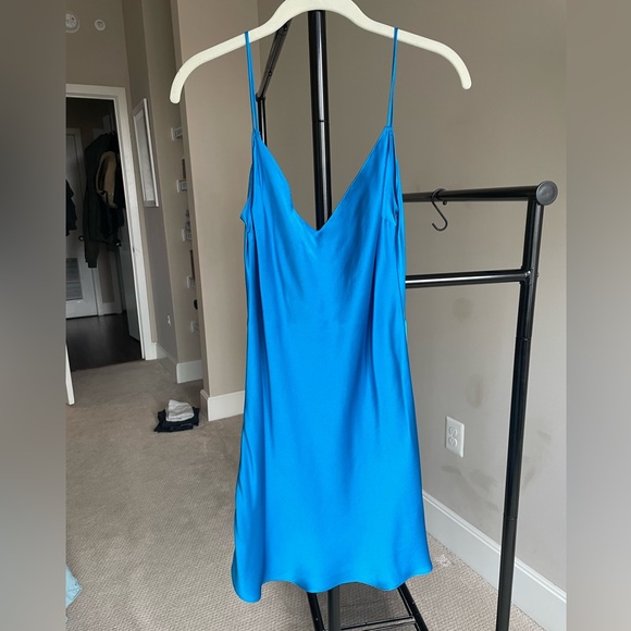 Dannijo Silk Mini Slip Dress—Sz Medium—100% silk color turquoise. - Picture 3 of 9